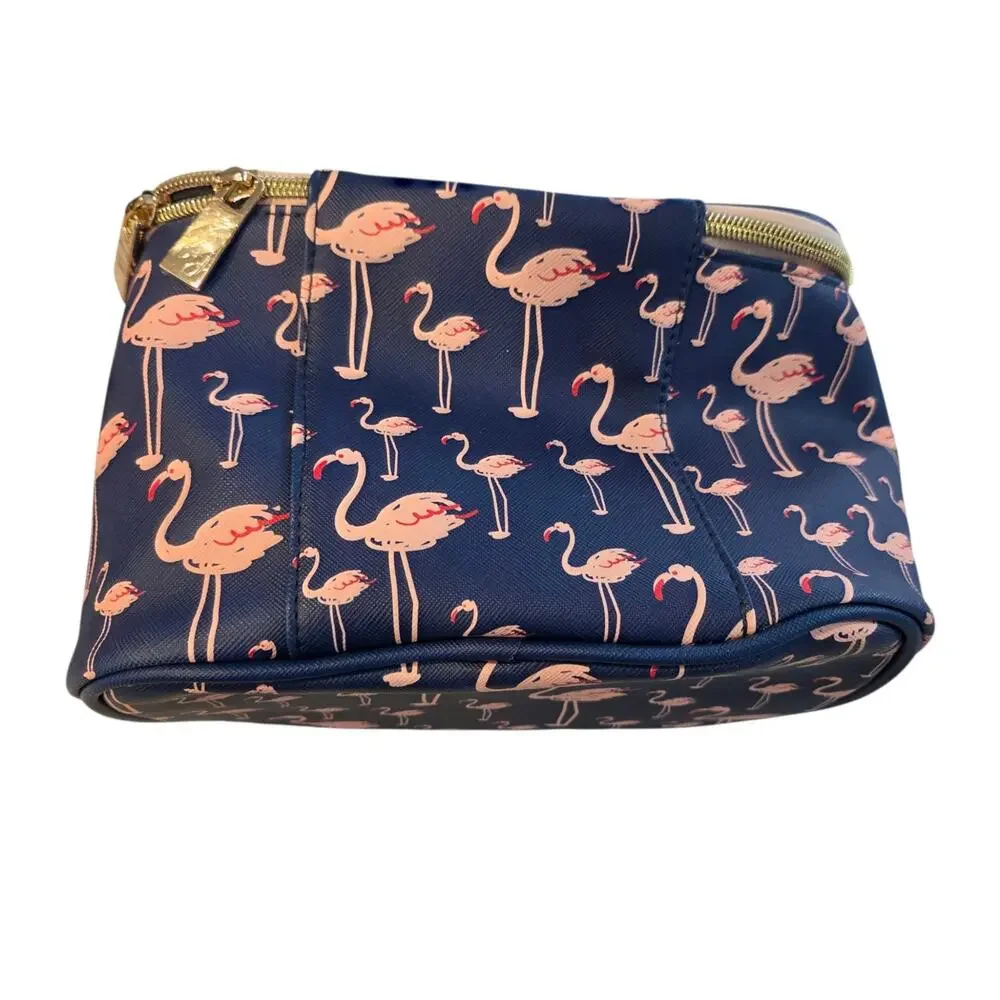 Clementine & Jane Flamingo Print Makeup Toiletries Dop Kit Lined Zipper Bag